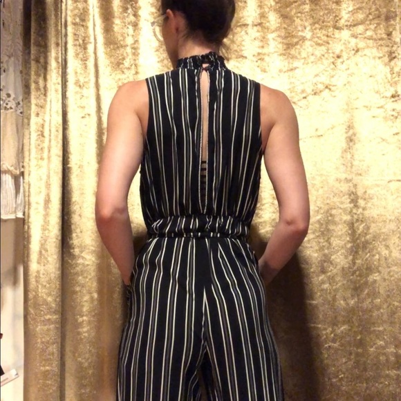 Pants & Jumpsuits Vertical Striped Black Jumpsuit Onsie Medium Poshmark